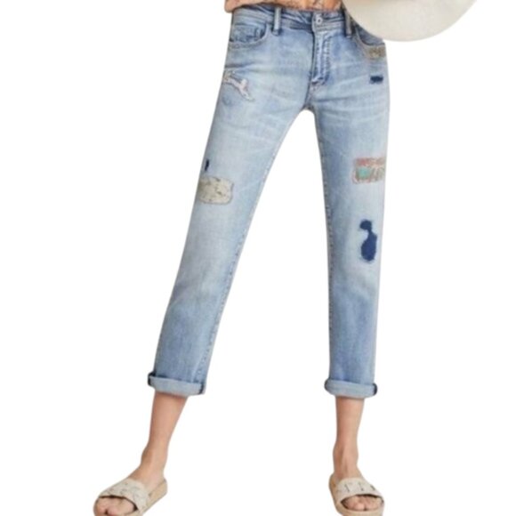 Pilcro and the Letterpress Slim Boyfriend Patch Jeans - Picture 1 of 11